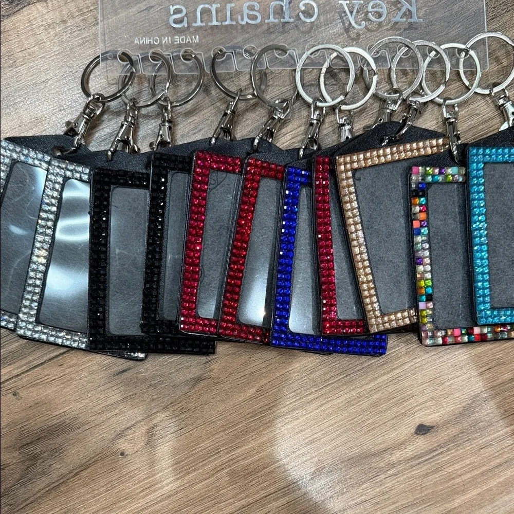 Bling Rhinestone ID Badge, ID, Photo Holder Keychain or Purse Hanger